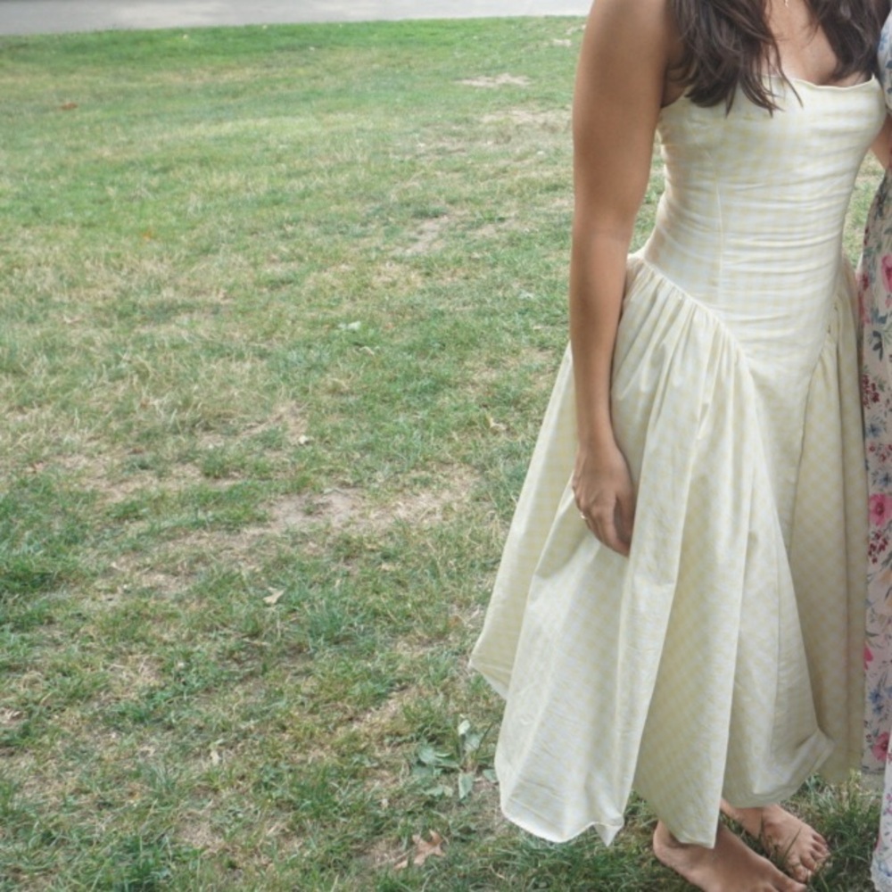 BabyBoo Gingham Yellow and White Dress - Picture 2 of 4